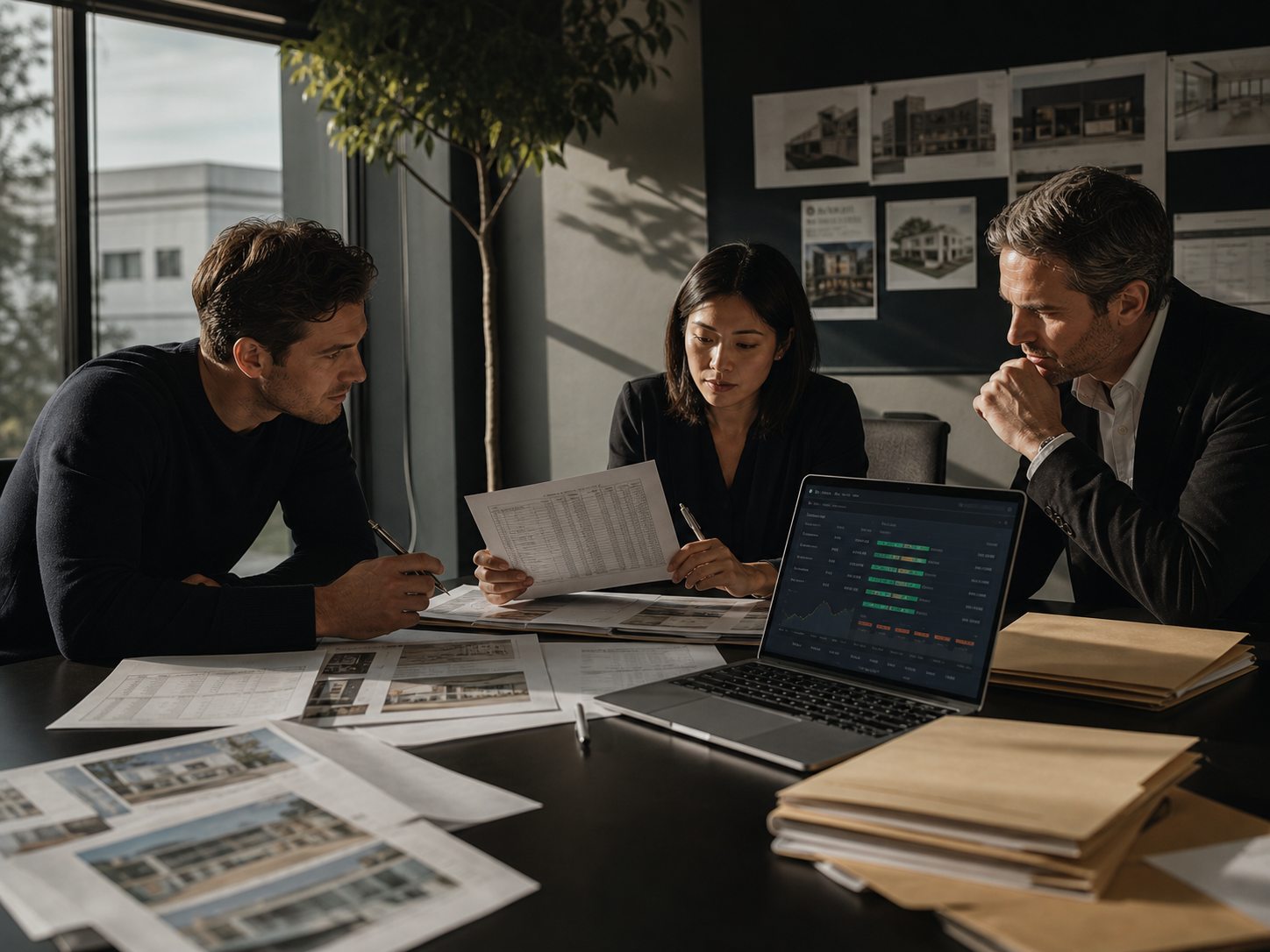 The Greenstreet underwriting team reviewing deals at a desk